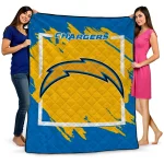 los angeles chargers block border blue quilt blanket best selling