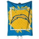 los angeles chargers block border blue quilt blanket best selling