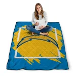 los angeles chargers block border blue quilt blanket best selling