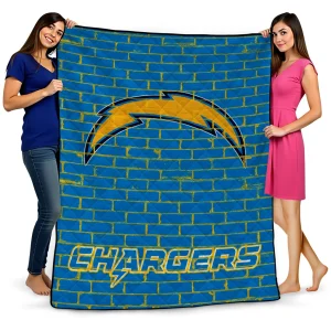 los angeles chargers brick grid blue quilt blanket best selling