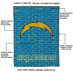 los angeles chargers brick grid blue quilt blanket best selling