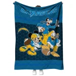 los angeles chargers disney football blue quilt blanket best selling
