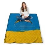 los angeles chargers dot illusion blue quilt blanket best selling