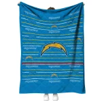 los angeles chargers handdrawn stripes blue quilt blanket best selling