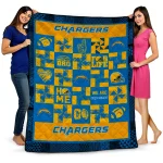 los angeles chargers helmet heart blue quilt blanket best selling