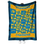 los angeles chargers helmet heart blue quilt blanket best selling