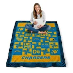 los angeles chargers helmet heart blue quilt blanket best selling