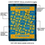 los angeles chargers helmet heart blue quilt blanket best selling