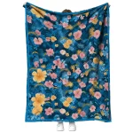 los angeles chargers hibiscus foliage blue quilt blanket best selling