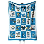 los angeles chargers mickey pattern blue white quilt blanket best selling