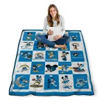 los angeles chargers mickey pattern blue white quilt blanket best selling