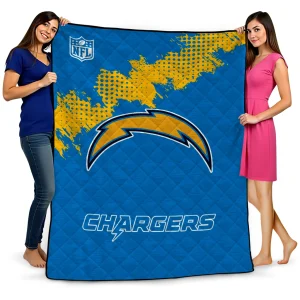 los angeles chargers shield badge blue quilt blanket best selling