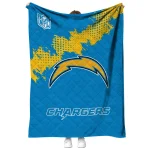 los angeles chargers shield badge blue quilt blanket best selling