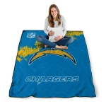 los angeles chargers shield badge blue quilt blanket best selling