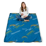 los angeles chargers sketch lines blue quilt blanket best selling