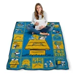 los angeles chargers snoopy love blue quilt blanket best selling