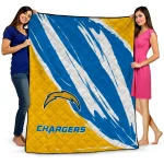 los angeles chargers stroke art blue white quilt blanket best selling