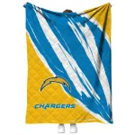 los angeles chargers stroke art blue white quilt blanket best selling
