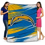 los angeles chargers wild lines blue white quilt blanket best selling