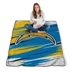 los angeles chargers wild lines blue white quilt blanket best selling