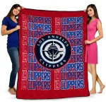 los angeles clippers bold red quilt blanket best selling