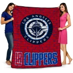 los angeles clippers brick grid red quilt blanket best selling