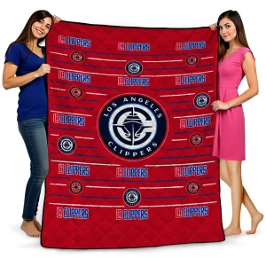 los angeles clippers handdrawn stripes red quilt blanket best selling