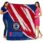 los angeles clippers stroke art red white quilt blanket best selling