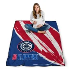 los angeles clippers stroke art red white quilt blanket best selling
