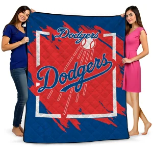 los angeles dodgers block border blue quilt blanket best selling