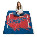los angeles dodgers block border blue quilt blanket best selling