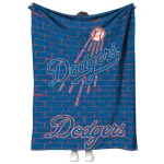 los angeles dodgers brick grid blue quilt blanket best selling