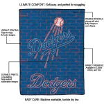 los angeles dodgers brick grid blue quilt blanket best selling