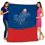 los angeles dodgers dot illusion blue quilt blanket best selling