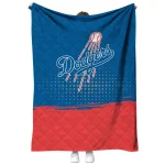 los angeles dodgers dot illusion blue quilt blanket best selling