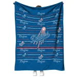 los angeles dodgers handdrawn stripes blue quilt blanket best selling