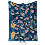 los angeles dodgers hibiscus foliage blue quilt blanket best selling