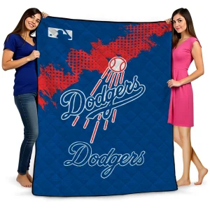 los angeles dodgers league patch blue quilt blanket best selling