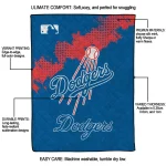 los angeles dodgers league patch blue quilt blanket best selling