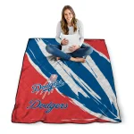 los angeles dodgers stroke art blue white quilt blanket best selling