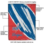 los angeles dodgers stroke art blue white quilt blanket best selling