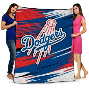 los angeles dodgers wild lines blue white quilt blanket best selling