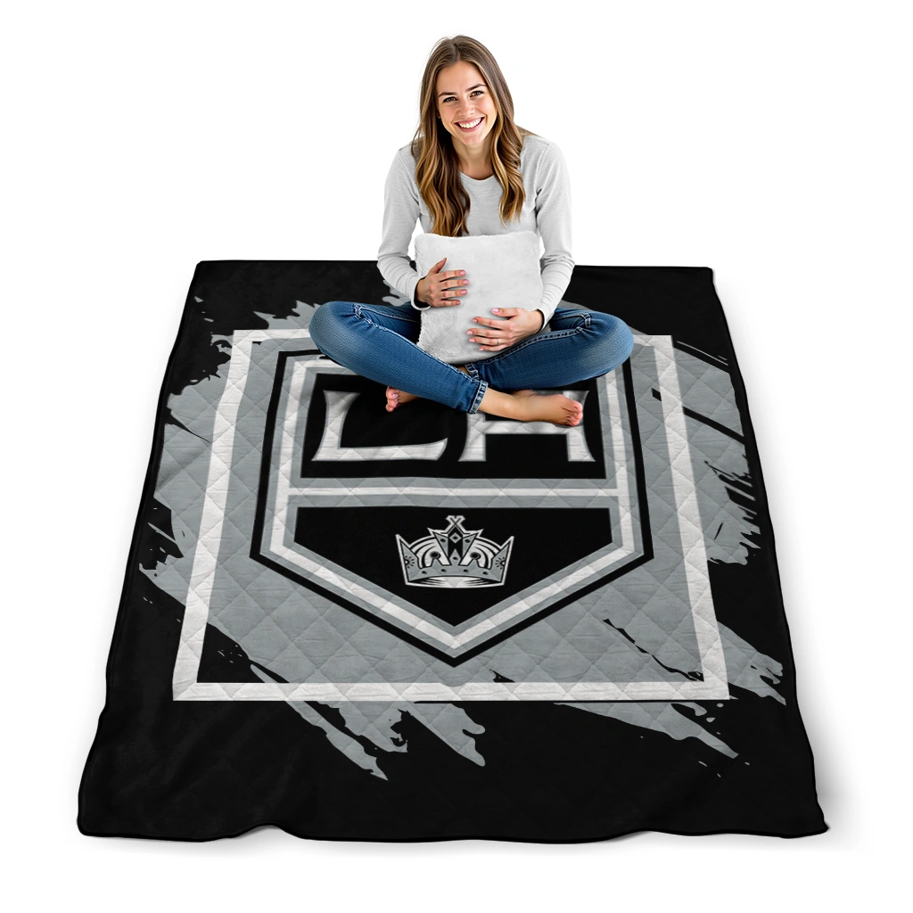 los angeles kings block border black quilt blanket high quality los angeles kings block border black quilt blanket high quality