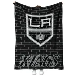 los angeles kings brick grid black quilt blanket best selling