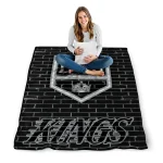 los angeles kings brick grid black quilt blanket best selling