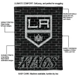 los angeles kings brick grid black quilt blanket best selling