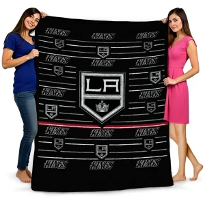 los angeles kings handdrawn stripes black quilt blanket best selling