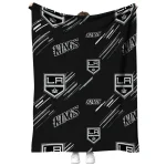 los angeles kings sketch lines black quilt blanket best selling