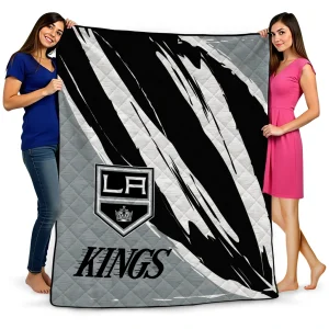 los angeles kings stroke art black white quilt blanket best selling