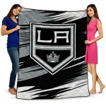 los angeles kings wild lines black white quilt blanket best selling